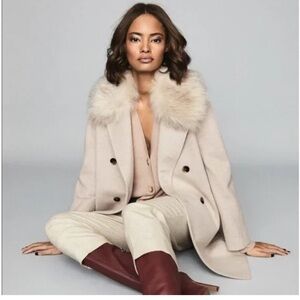 Reiss Lawson Faux Fur Wool Blend Coat New Size 4